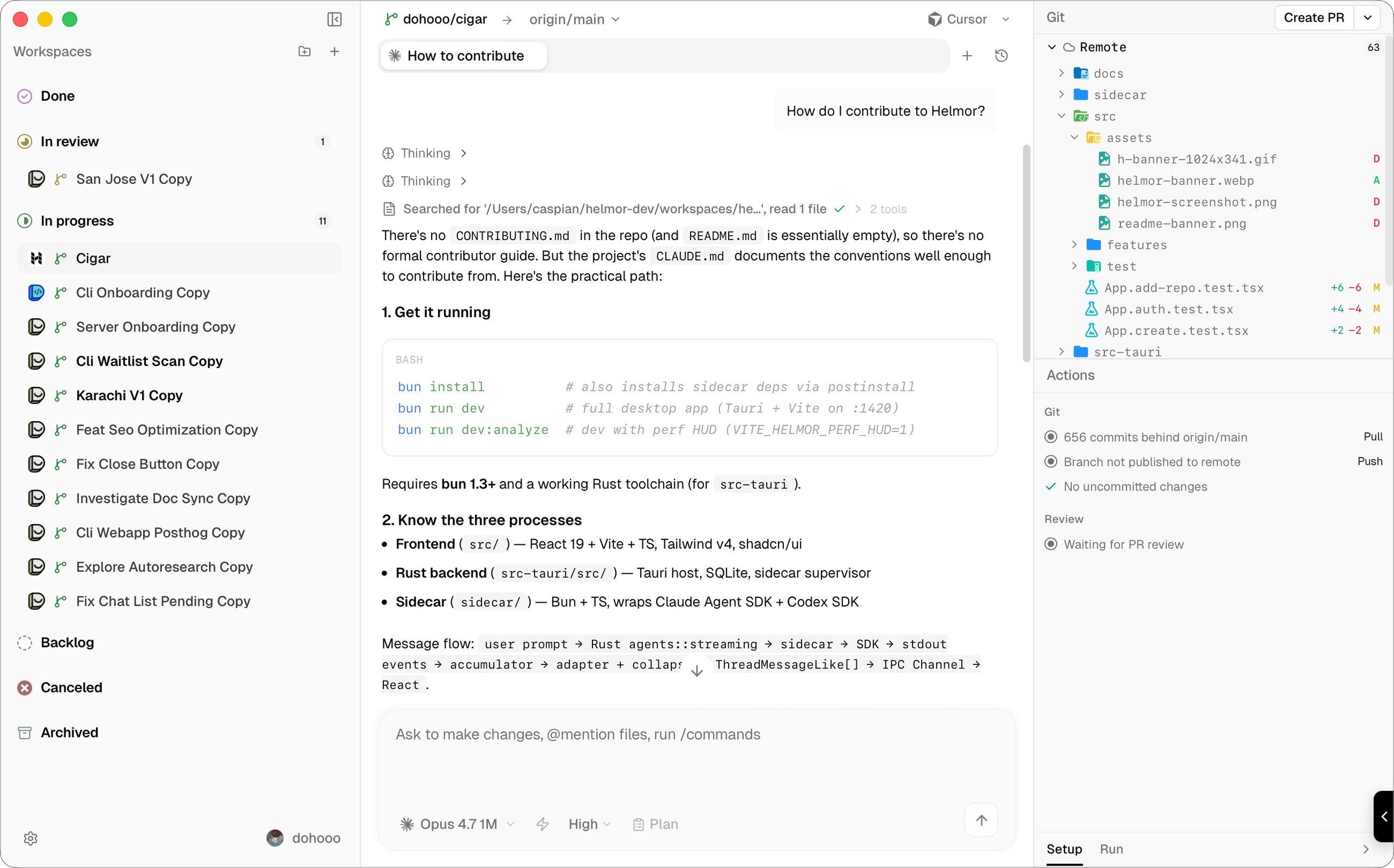 Helmor public platform context screenshot